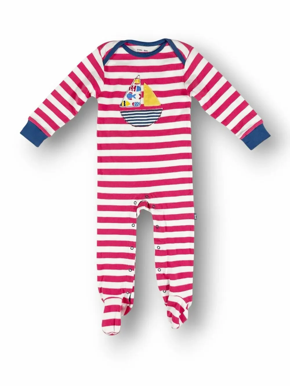 Kite Organic Sailboat Applique Striped Footed Romper Pink Size 18–24 Months